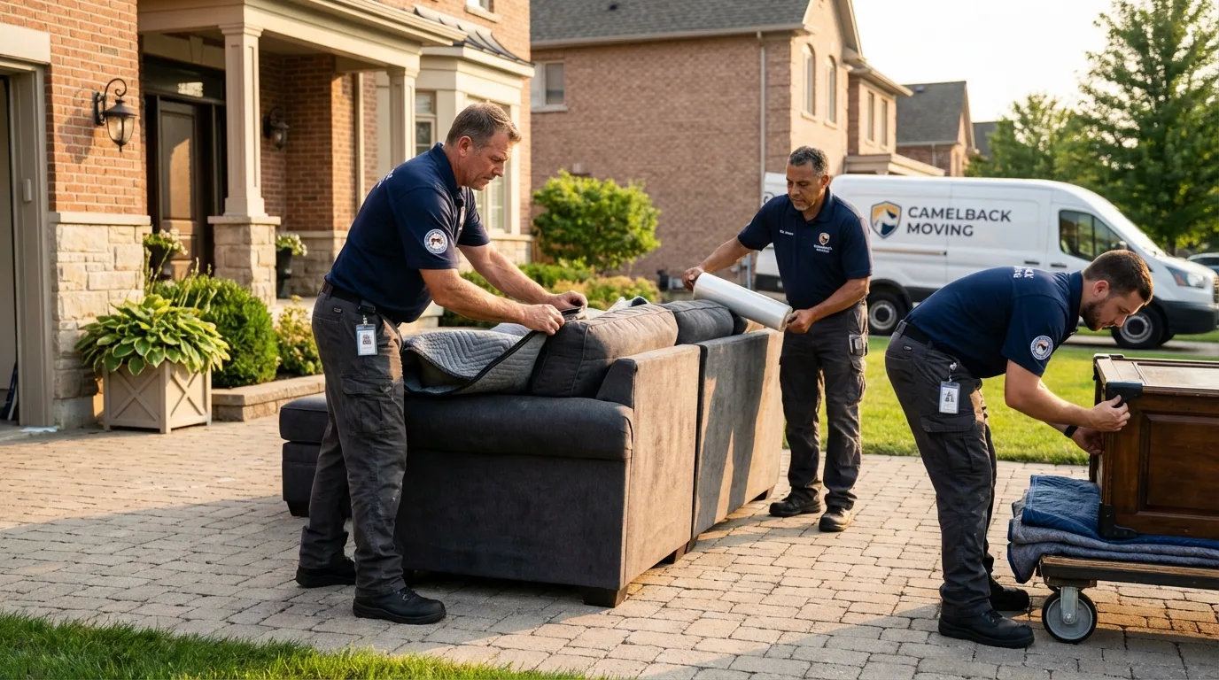 Large estate moving crew wrapping furniture in Towanda, PA