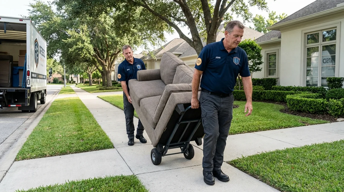 Local residential moving crew loading furniture in Towanda, PA