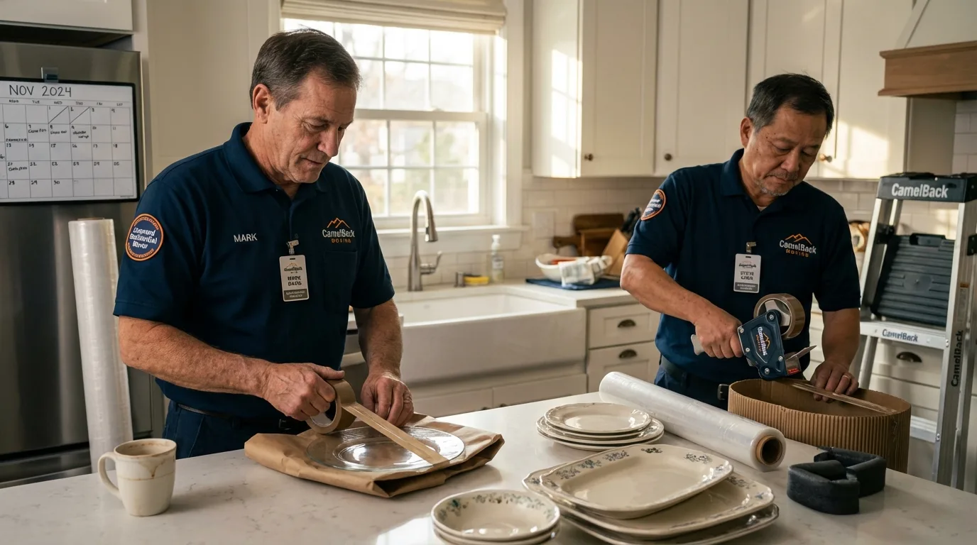 Professional crew packing kitchen dishware in Towanda, PA